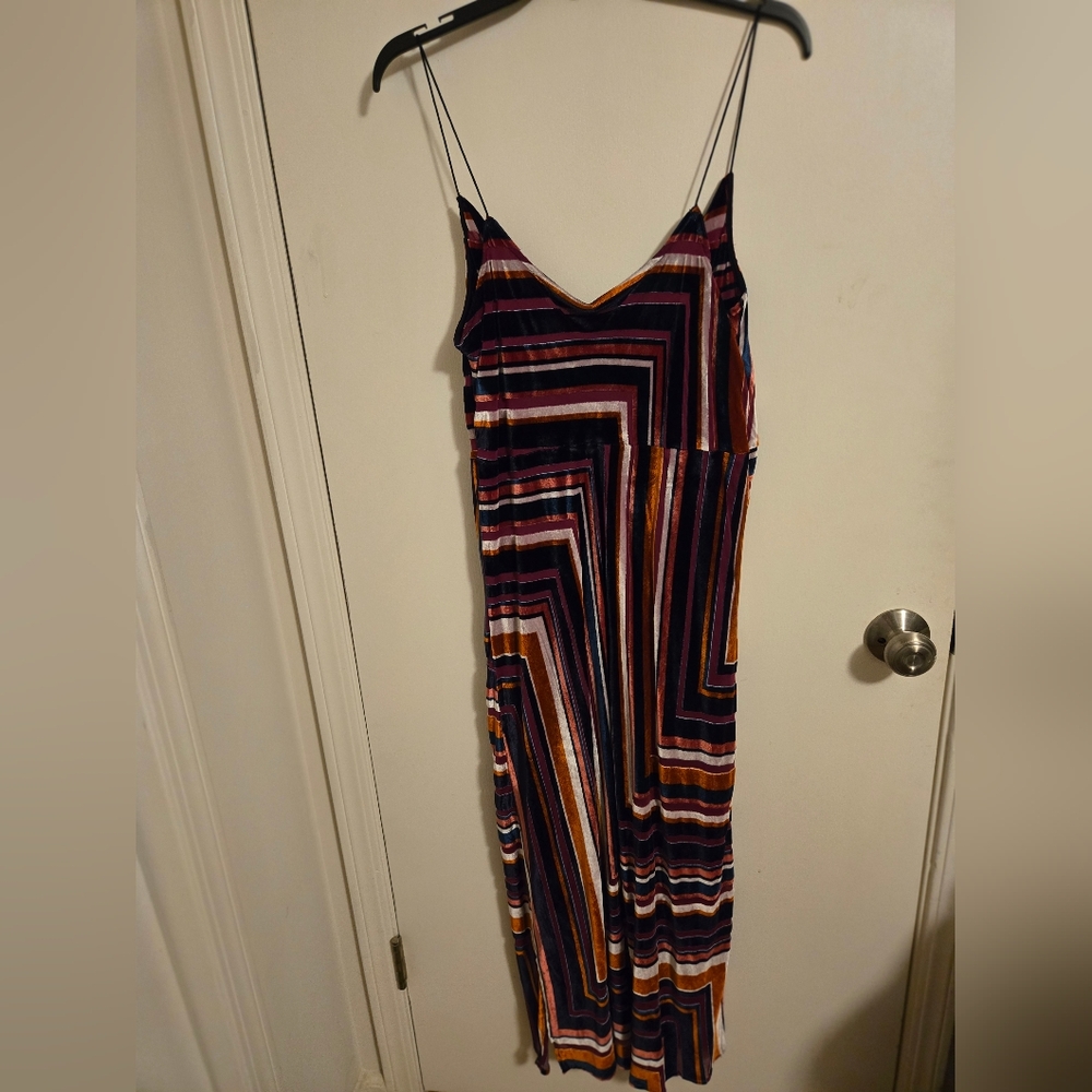 NWT Anthropologie Velvet Striped "Bias Slip" Dress